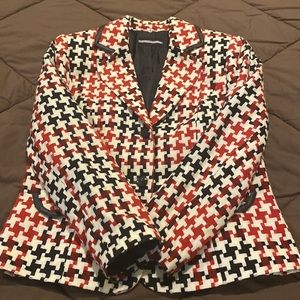 REQUIREMENTS BRAND BLACK RED CREAM TWEED WOMANS BLAZER
